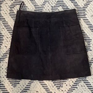 Navy suede mini skirt